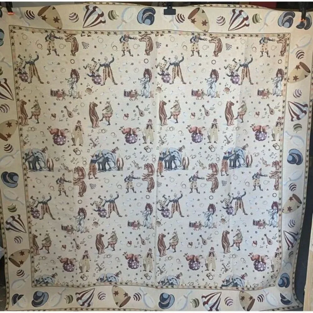 Metrax Vintage Clown Circus Bear Elephant Tan‎ Tapestry quilt Large unique